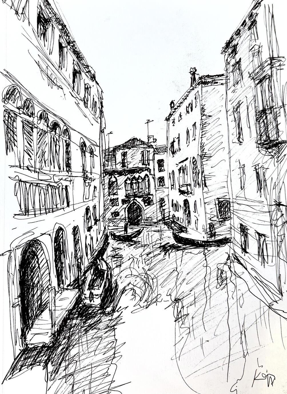 Venice Canals Ink on Paper 8x10"