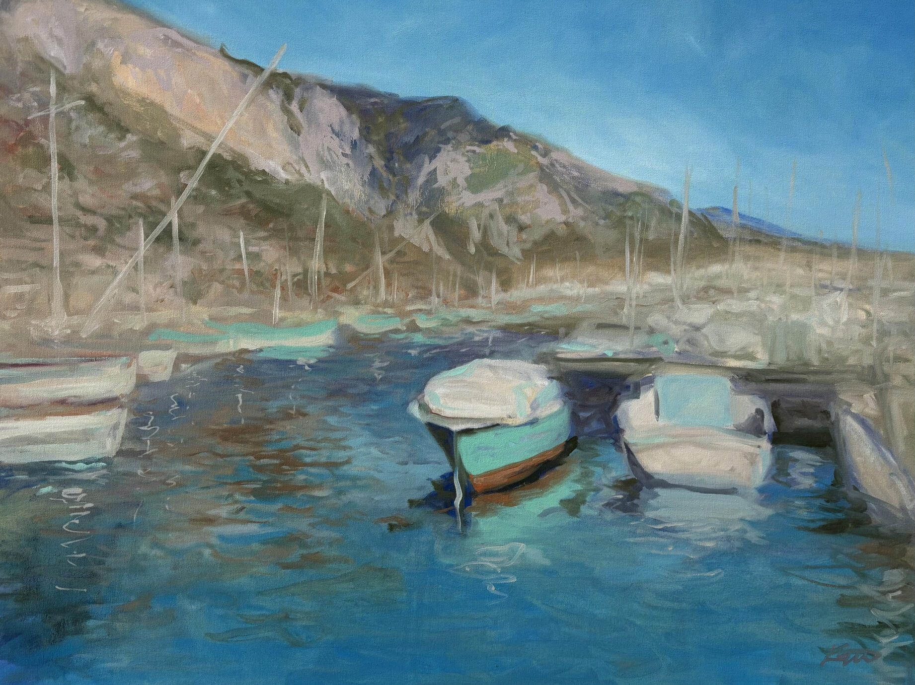 Vieux Port de Menton Oil on Canvas 30x40"